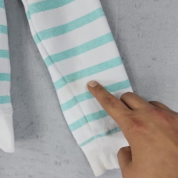 Disney Parks Sweatshirt Girls L Aqua Striped Full Zip Disneyland Minnie Mickey - Picture 15 of 16